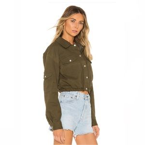 TULAROSA Joanne Cropped Army Green Lightweight Jacket Size L